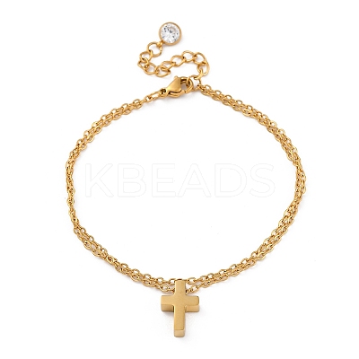 304 Stainless Steel Charm Bracelets BJEW-K265-01G-1