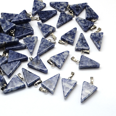 Triangle Natural Blue Spot Jasper Pendants G-Q356-01-1