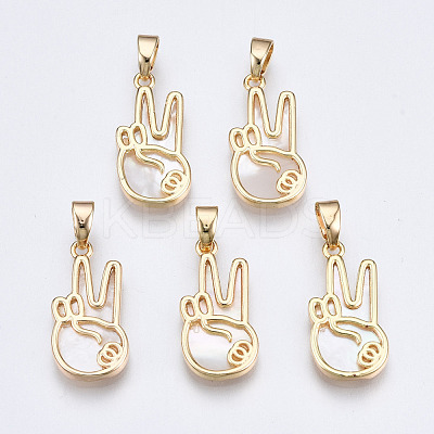 Brass with Natural Sea Shell Pendants KK-Q277-022-NF-1