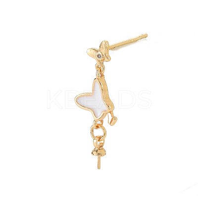 Brass Micro Pave Clear Cubic Zirconia Stud Earring Findings KK-N233-131-NF-1