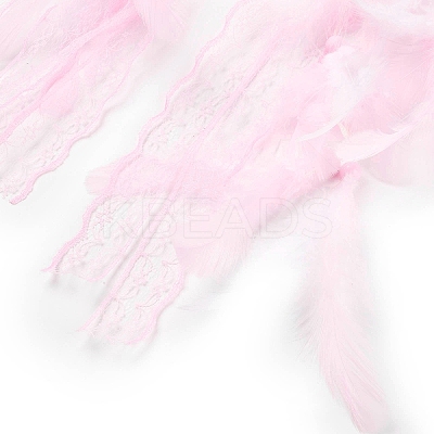 Heart Woven Web/Net with Feather Hanging Ornaments LS-HJEW-G025-12A-1