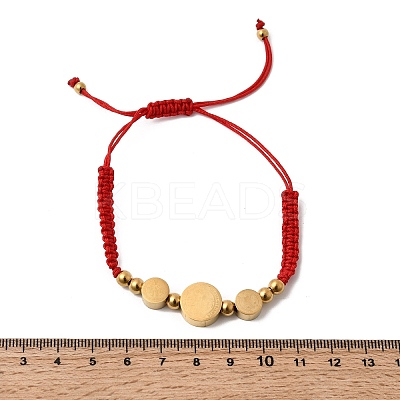 Adjustable 304 Stainless Steel Flat Round with Saint Benedict Braided Bead Bracelets for Women BJEW-K295-03G-01-1