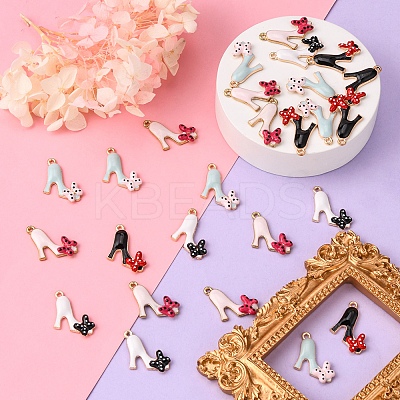 40Pcs 4 Colors Alloy Enamel Stilettos Pendants ENAM-CJ0002-47-1
