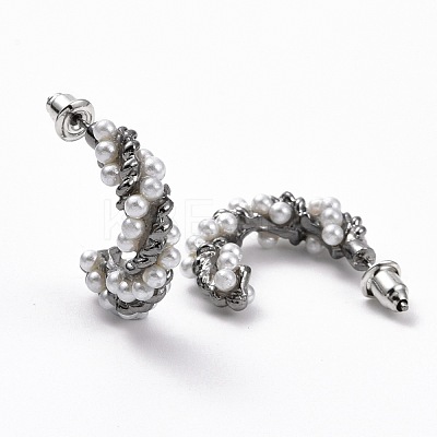 C-shape Stud Earrings EJEW-D277-15B-1