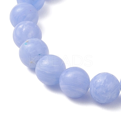 Natural Blue Lace Agate & Cultured Freshwater Pearl Round Beads Stretch Bracelets for Women BJEW-JB13086-01-1
