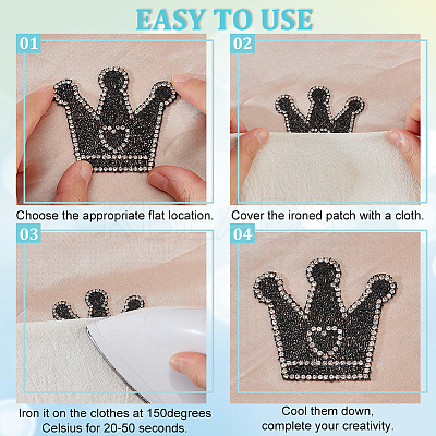 8Pcs 4 Style Crown Shape with Heart Hotfix Rhinestone DIY-FG0004-26-1