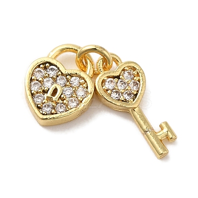 Brass Micro Pave Cubic Zirconia Charms KK-C072-27B-G-1
