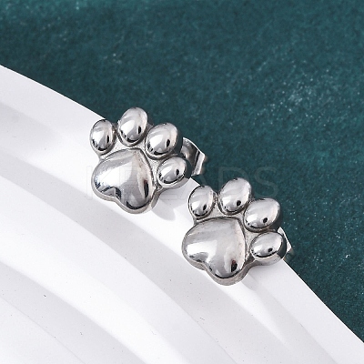 Dog Paw Print 304 Stainless Steel Pendant Necklaces & Bracelets & Stud Earrings Sets for Women SJEW-C004-20P-1