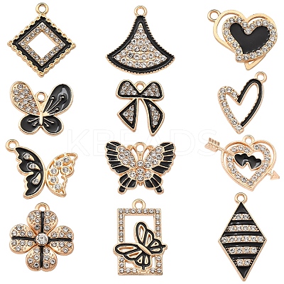 24Pcs 12 Styles Alloy Enamel Pendants ALRI-FS0001-05-1