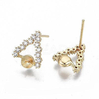 Brass Micro Pave Clear Cubic Zirconia Earring Findings KK-S356-126G-NF-1