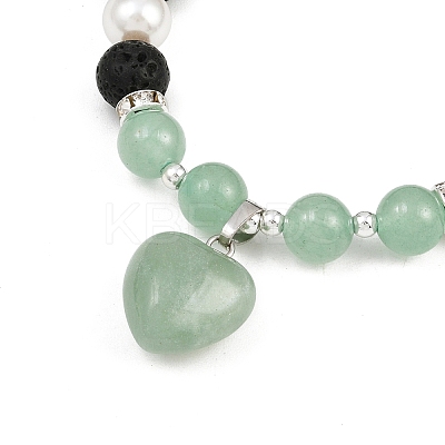 Natural Green Aventurine Heart Charms Bracelets BJEW-JB12402-03-1