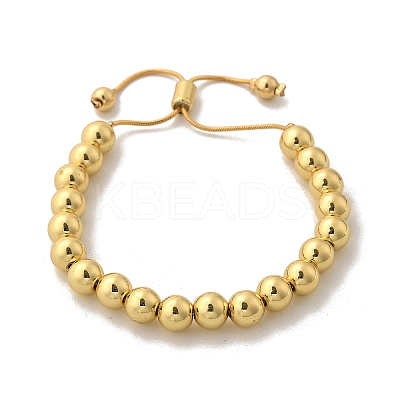 Rack Plating Brass Round Beaded Slider Bracelet for Women BJEW-B066-01A-01-1