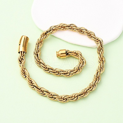 10MM 304 Stainless Steel Rope Chain Necklaces NJEW-C099-07A-G-1