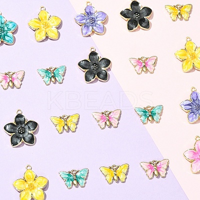 20Pcs 2 Styles Rack Plating Alloy Enamel Pendants ENAM-YW0005-69-1