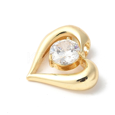 Brass Micro Pave Clear Cubic Zirconia Pendants ZIRC-I071-15G-1