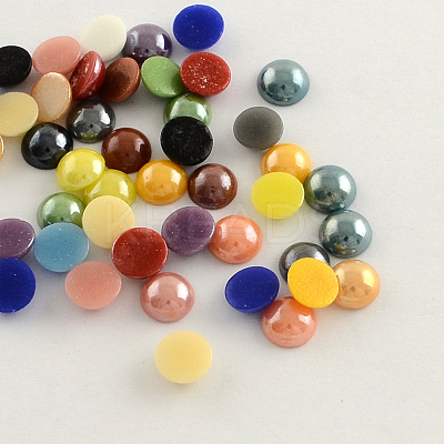 Pearlized Plated Opaque Glass Cabochons PORC-S801-7mm-M-1