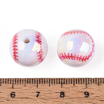 Sports UV Plating Opaque Acrylic Beads PACR-N016-03A-1