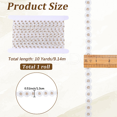 10Yards Metallic Yarn Flower Lace Ribbon OCOR-GF0005-45A-1