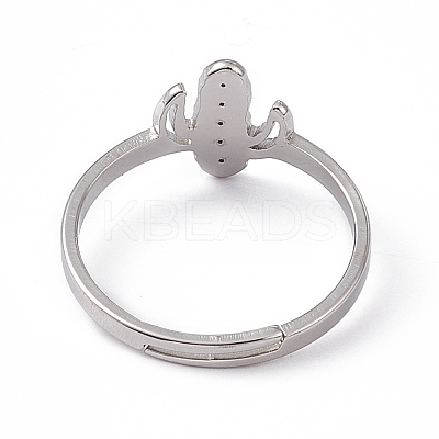 Non-Tarnish 201 Stainless Steel Cactus Adjustable Ring for Women RJEW-K238-03P-1