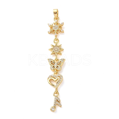 Brass Micro Pave Clear Cubic Zirconia Pendants KK-D101-01C-G-1