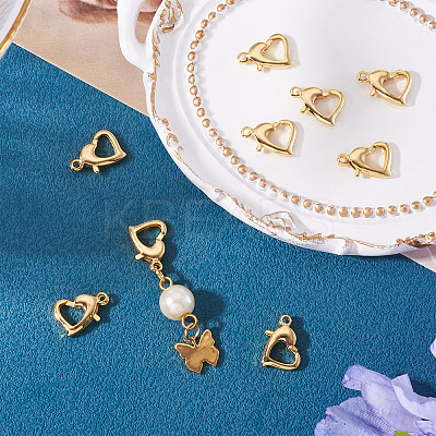 8Pcs Brass Heart Lobster Claw Clasps KK-TA0002-69-1