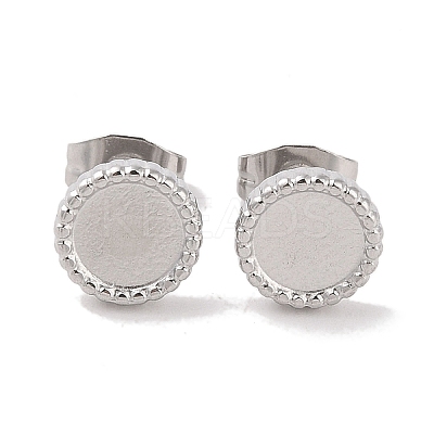 Non-Tarnish 304 Stainless Steel Flat Round Stud Earrings for Women EJEW-G389-02P-1
