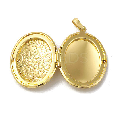 Rack Plating Brass Locket Pendants KK-G452-02G-1