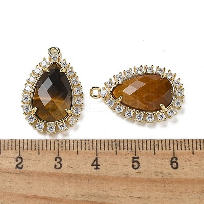 Natural Tiger Eye Faceted Teardrop Pendants G-I375-01G-21-1