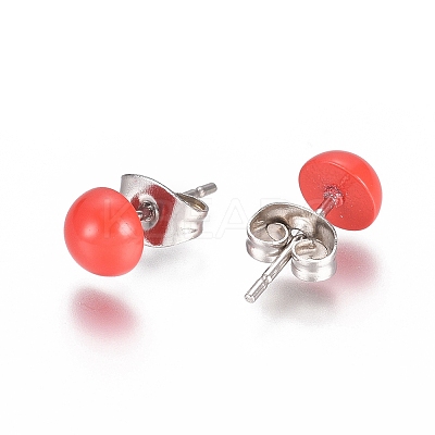 Tarnish Resistant Spray Paint 304 Stainless Steel Stud Earrings EJEW-L215-56F-P-1