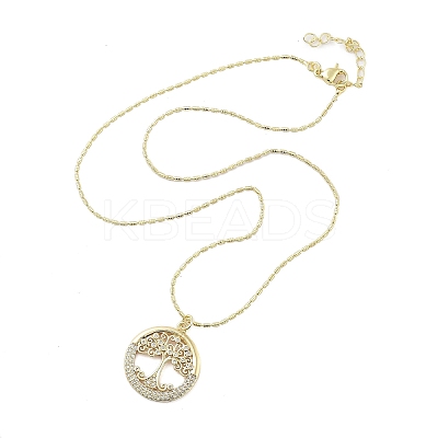 Brass Micro Pave Clear Cubic Zirconia Pendant Necklaces for Women LS-NJEW-M009-04G-C-1