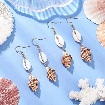 304 Stainless Steel Shell Shape Dangle Earrings EJEW-JE06265-03-1