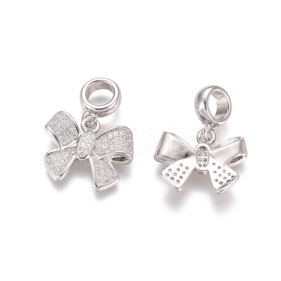 Brass Micro Pave Cubic Zirconia European Dangle Charms X-ZIRC-E163-15P-1