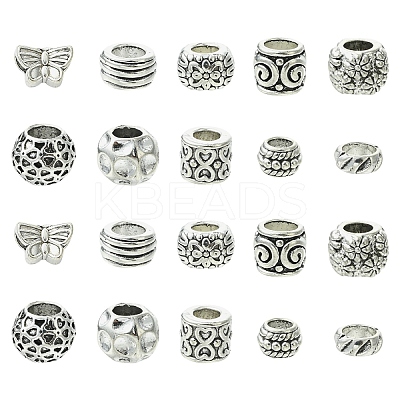 100Pcs 10 Styles Tibetan Style Alloy European Beads TIBE-YW0001-94-1