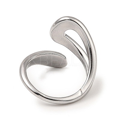 Rack Plating Brass Hollow Teardrop Open Cuff Rings RJEW-D009-01P-1