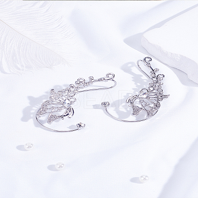 2Pcs 2 Style Crystal Rhinestone Butterfly Climber Wrap Around Earrings EJEW-LP0012-09-1
