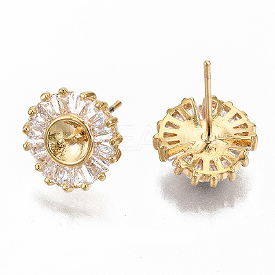 Brass Micro Pave Clear Cubic Zirconia Earring Findings KK-S356-130G-NF-1