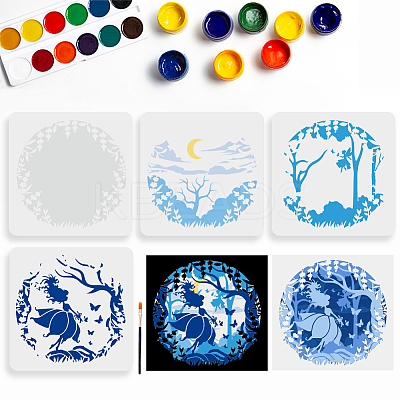 1 Set PET Hollow Out Drawing Painting Stencils DIY-MA0004-95-1