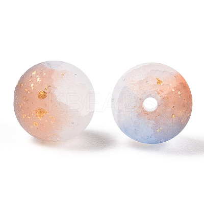 Frosted Baking Paint Crackle Glass Beads with Glitter Powder DGLA-T004-01B-1