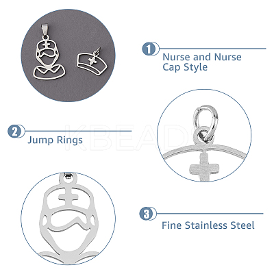 20Pcs 2 Style 201 Stainless Steel Pendants STAS-HY0001-16-1