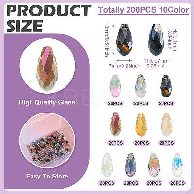 200Pcs 10 Colors Electroplate Glass Beads Strands EGLA-CD0001-11-1