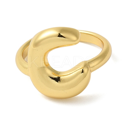 Initials Brass Open Cuff Ring for Women RJEW-N046-02C-G-1