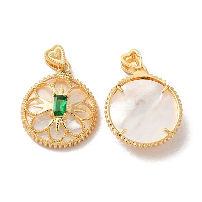 Brass Emerald Rhinestone Pendants KK-I703-13G-1