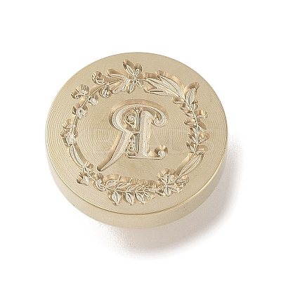 Golden Tone Wax Seal Brass Stamp Head DIY-B079-01G-R-1
