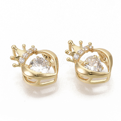 Brass Micro Pave Clear Cubic Zirconia Charms ZIRC-T011-20G-NF-1