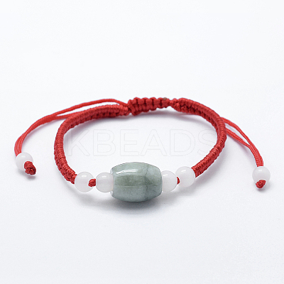 Natural Myanmar Jade/Burmese Jade Braided Bead Bracelets X-BJEW-F307-02-1