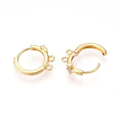 Brass Micro Pave Cubic Zirconia Hoop Earring Finding KK-N261-46G-1
