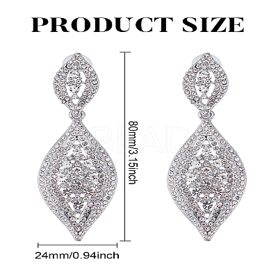 1 Pair Rhinestone Horse Eye Dangle Stud Earrings EJEW-LP0002-92A-1