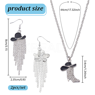 Iron Pendant Necklaces & Alloy Dangle Earring Sets SJEW-UN00005-1