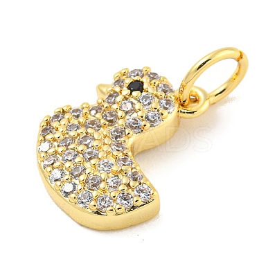 Rack Plating Brass Micro Pave Clear Cubic Zirconia Pendants KK-B093-02D-G-1