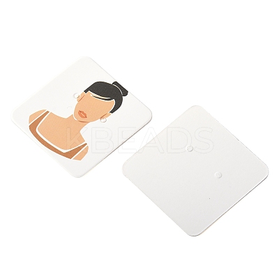 100Pcs 5 Styles Square Girl Print Paper Earring Display Cards CDIS-FS0001-25-1